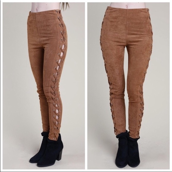 Pants - ✨🎸✨Camel Lace Up High Waisted Festival Pants🎸S M
